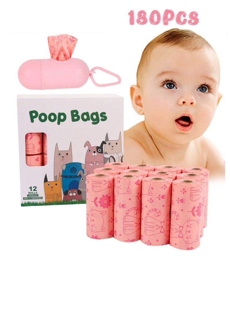 180PCS الحفاضات كيس التعبئة ، كيس الحفاضات للأطفال القابلة للتحلل الحيوي ، موزع كيس القمامة المجاني ، أكياس الحفاضات المعطرة بالليمون القابلة للتخلص من الحفاضات ، القمامة (الوردي) - Image 1