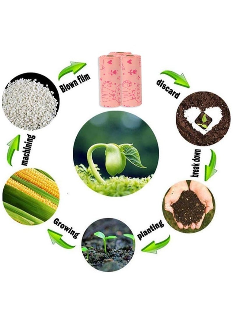 180PCS الحفاضات كيس التعبئة ، كيس الحفاضات للأطفال القابلة للتحلل الحيوي ، موزع كيس القمامة المجاني ، أكياس الحفاضات المعطرة بالليمون القابلة للتخلص من الحفاضات ، القمامة (الوردي) - Image 3