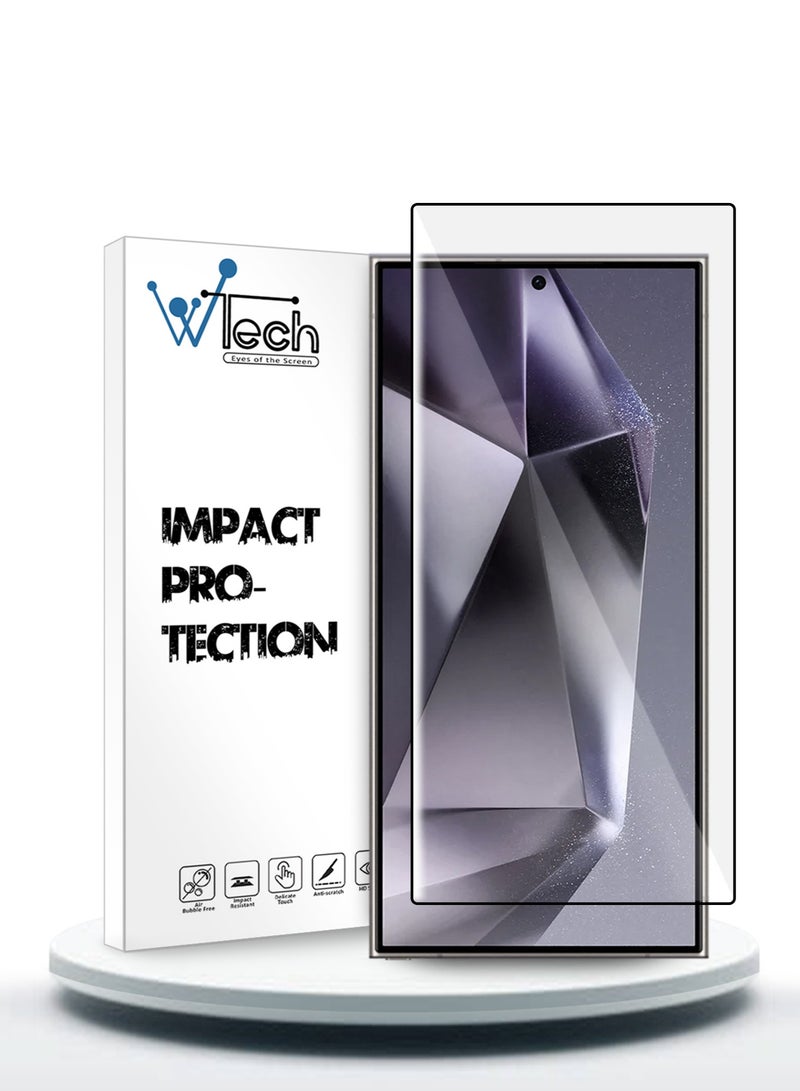 Wtech Samsung Galaxy S24 Ultra 5G 2024 Premium E2E Full Glue Full Cover Tempered Glass Screen Protector (MSGECN) - Clear/Black  - Image 1