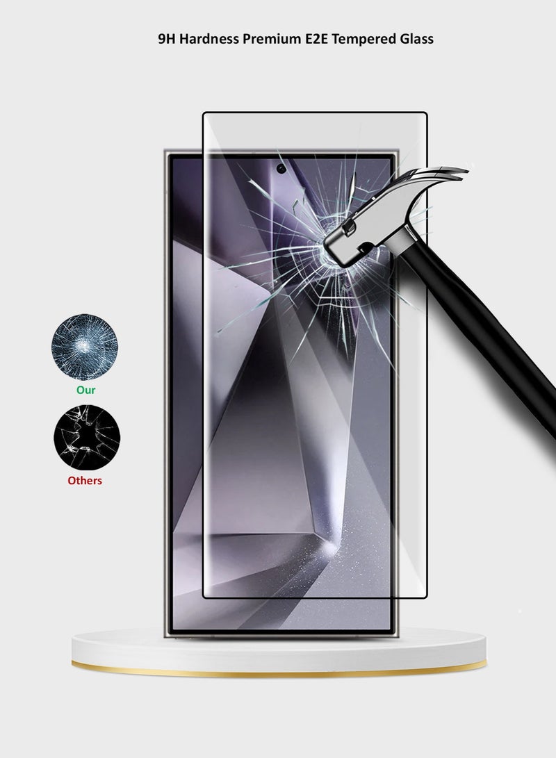 Wtech Samsung Galaxy S24 Ultra 5G 2024 Premium E2E Full Glue Full Cover Tempered Glass Screen Protector (MSGECN) - Clear/Black  - Image 4