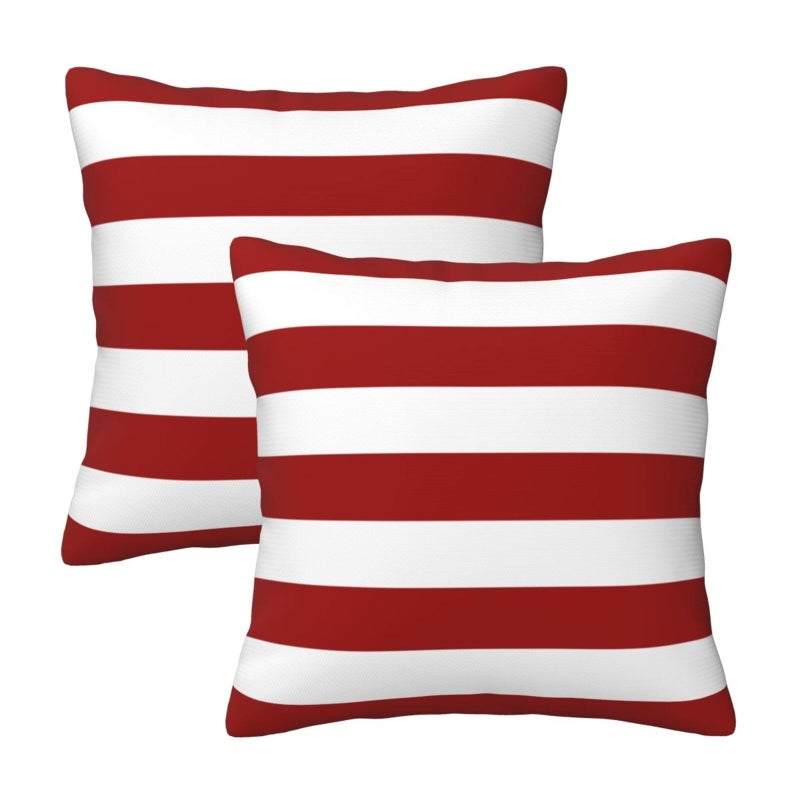 Lcokin Red and White Stripes Throw Pillow Cover 18x18 in Set of 2 Cushion Modern Farmhouse Pillow Covers Soft Pillow Cases Decor for Couch Sofa Living Room Bedroom Home - Image 2