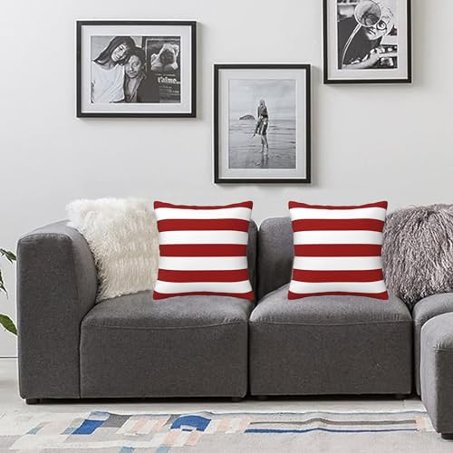 Lcokin Red and White Stripes Throw Pillow Cover 18x18 in Set of 2 Cushion Modern Farmhouse Pillow Covers Soft Pillow Cases Decor for Couch Sofa Living Room Bedroom Home - Image 3