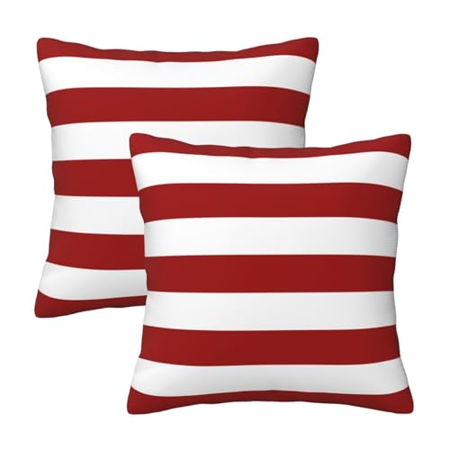 Lcokin Red and White Stripes Throw Pillow Cover 18x18 in Set of 2 Cushion Modern Farmhouse Pillow Covers Soft Pillow Cases Decor for Couch Sofa Living Room Bedroom Home - Image 1