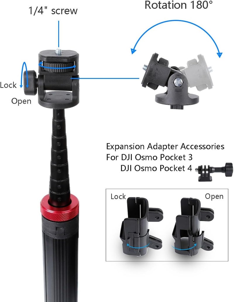 حامل ثلاثي القوائم وعصا سيلفي مقاس 80 بوصة لجهاز DJI Osmo Pocket 3، ملحق عصا سيلفي ثلاثي القوائم قابل للتمديد لجهاز DJI Osmo Pocket 3 - Image 2