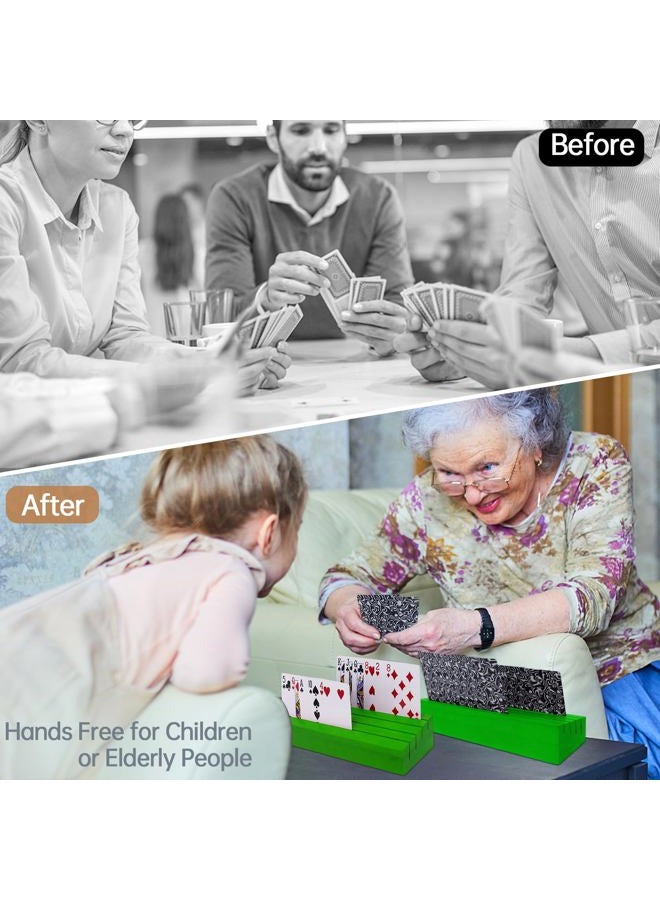hismocal Playing Card Holders Deck Stand, Play Cards Holder for Kids or Elder People, Hands-Free Wood Holder Racks Set of 4,Tray for Organizing Cards for Game for Adults - Image 5