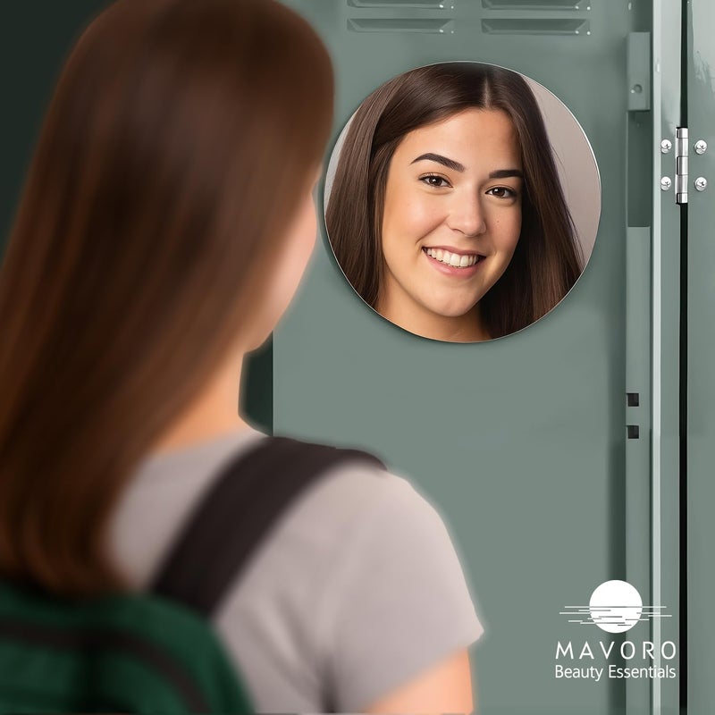 Mavoro 7" Magnetic Locker Mirror Round | Acrylic - Unbreakable | Sleek Frameless | Glassless Safety Kids Mirror | Suitable for School lockers, Refrigerators, Locker Accessories, Office cabinets - Image 4