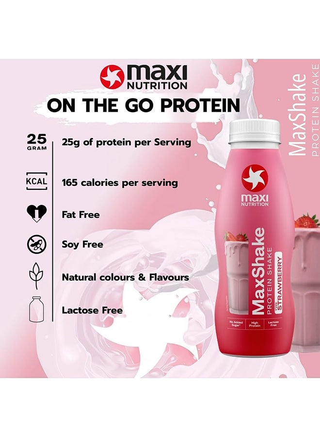 Maxi Nutrition MaxShake Protein Milk Shake Strawberry Flavour| With 25g Of High Protein | Lactose Free | No Added Sugar | No Artificial Colour & Flavour 330ml - Image 2