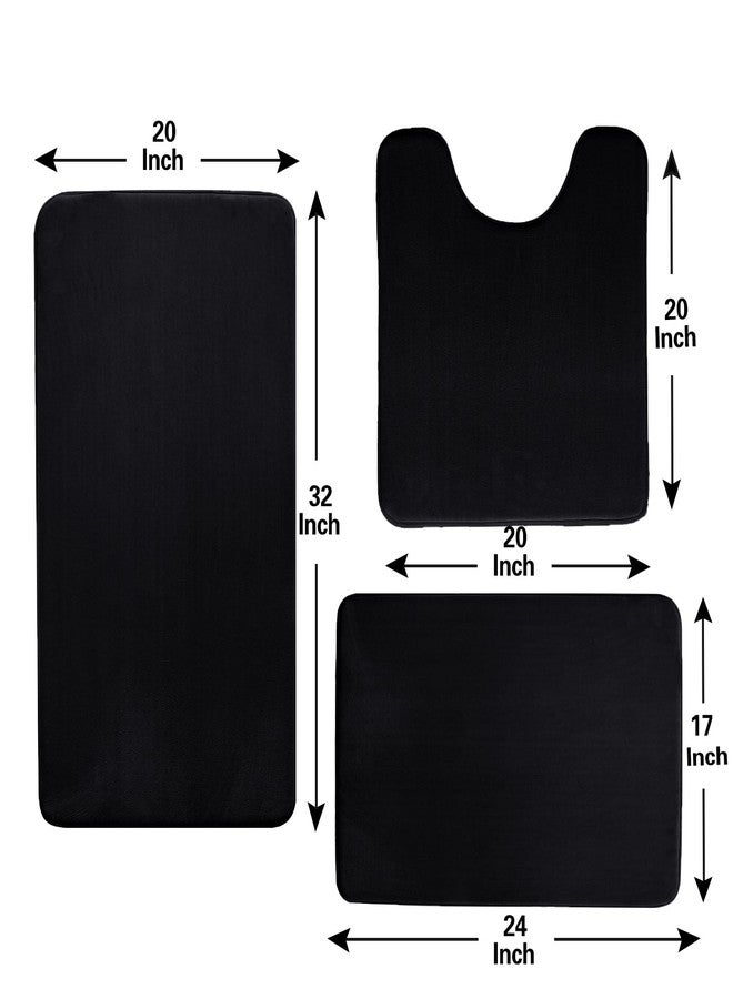 Madeals Memory Foam Bathroom Rugs Set 4 Piece with Toilet Lid Cover and Rug Set Combo, Bath Mat Sets 3 Piece and U-Shaped Toilet Floor Rug Back - Image 3