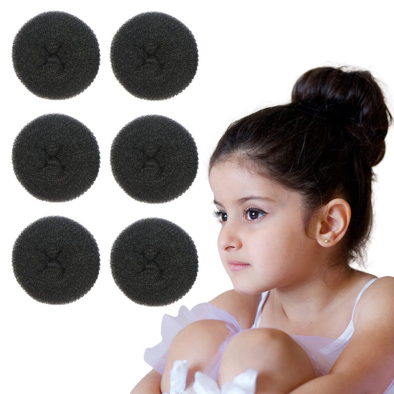 Styla Hair Styla Hair Small Bun Maker for Kids  Ballet and Sock Buns Easy Hair Donut 6pc Black 2 Inch Size 
