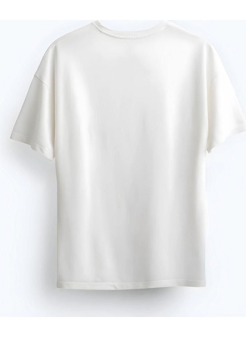 Alex Rosen Oversize Crew Neck Hope Printed Short Sleeve White T-Shirt  - Image 2