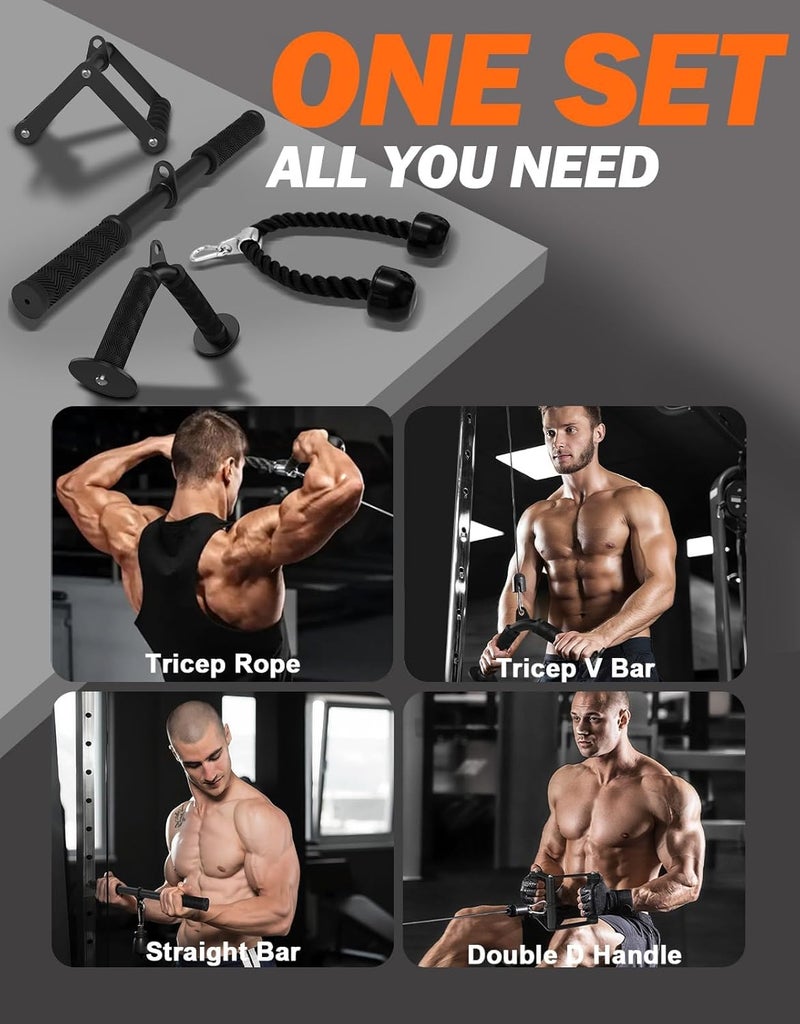 Fitarc Cable Machine Attachment Set for Gym & Home Workouts - LAT Pulldown Attachments with Non-Slip Grips, Black - Image 2