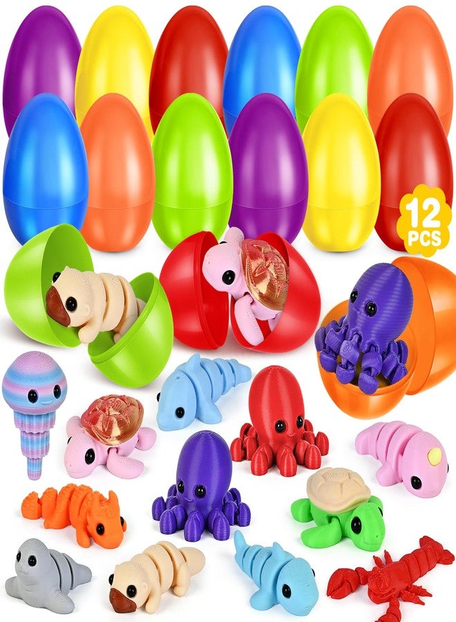 ShyLizard 12Pcs Prefilled Easter Eggs with 3D Printed Animals, Easter Basket Stuffers Fillers 3D Printed Toys, Easter Egg Hunt, Party Favors, Surprise Egg Classroom Prizes Gifts for Boys & Girls - Image 1