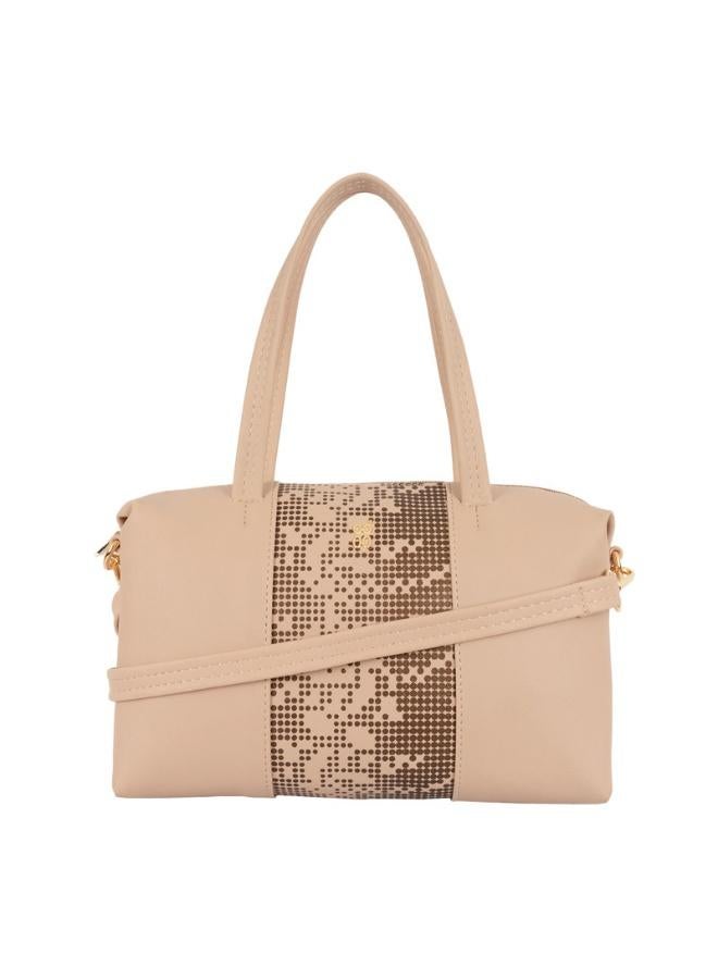 Baggit Women Beige Duffle Handbag Small Size | Ladies Stylish Casual Purse Bag - Image 1