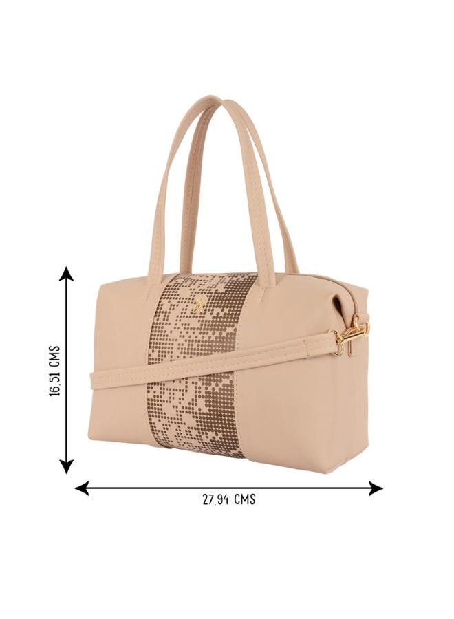 Baggit Women Beige Duffle Handbag Small Size | Ladies Stylish Casual Purse Bag - Image 3