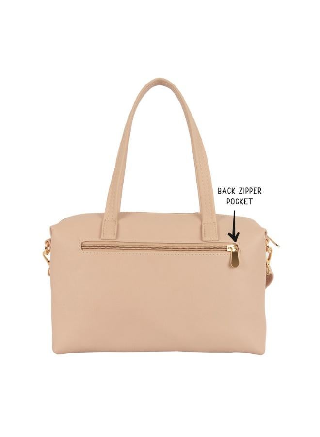 Baggit Women Beige Duffle Handbag Small Size | Ladies Stylish Casual Purse Bag - Image 4