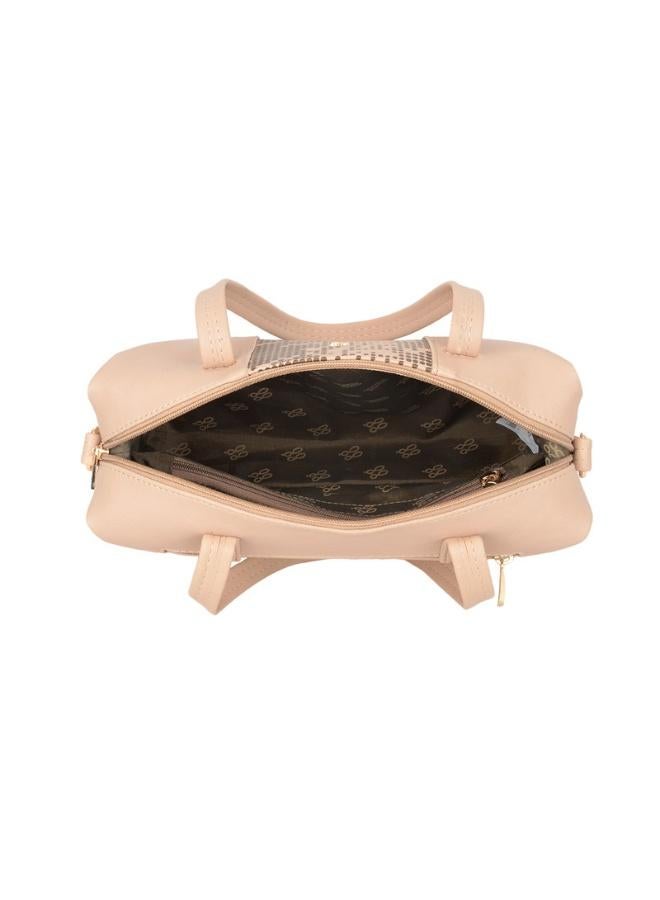 Baggit Women Beige Duffle Handbag Small Size | Ladies Stylish Casual Purse Bag - Image 5