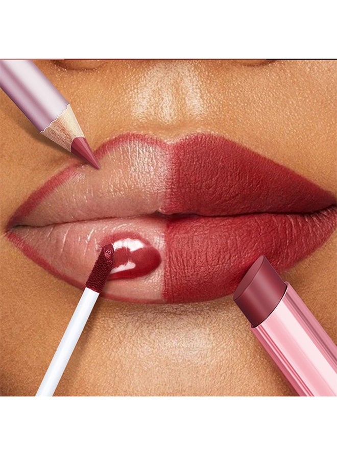 lakerain Mini Lip Kit -  3 In 1 Smooth Lipliner Lipgloss and Lipstick Set ,Red Matte Velvet Liquid Lipstick Hydrating Moisturizing Lip Gloss and Creamy Lip Liner (#02) - Image 3