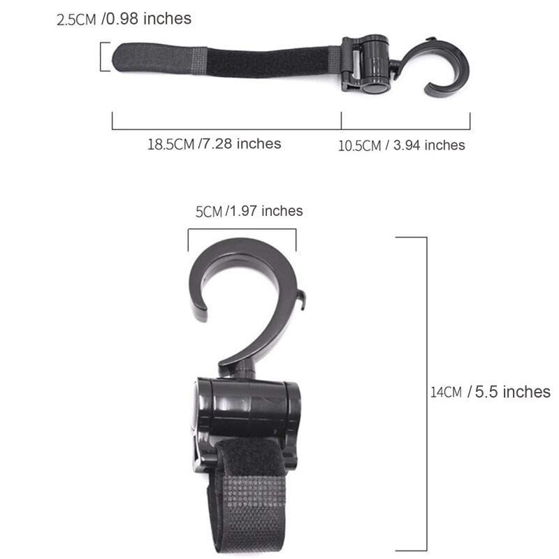 LLUFO Stroller Hooks for Hanging Diaper Bags Baby Stuff Organizer Groceries Purse Mommy Hook Stroller Accessories for Mom When Jogging Walking or Shopping Pack of 2-Black LLUFO - Image 4
