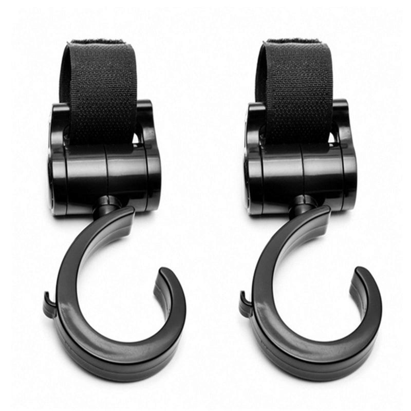 LLUFO Stroller Hooks for Hanging Diaper Bags Baby Stuff Organizer Groceries Purse Mommy Hook Stroller Accessories for Mom When Jogging Walking or Shopping Pack of 2-Black LLUFO - Image 1
