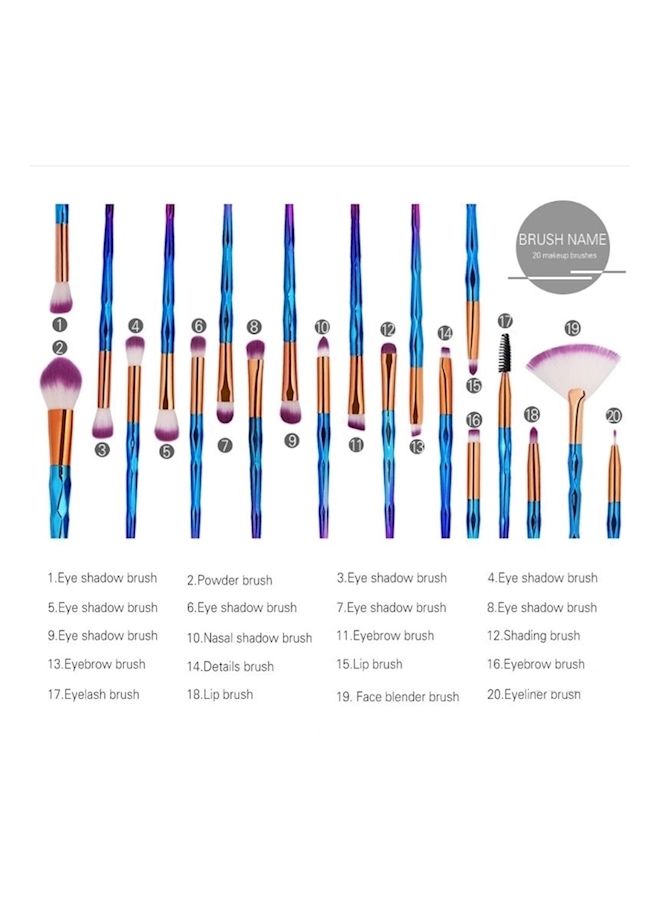 إسكدنيا طقم فرش للمكياج ومستحضرات التجميل من 20 قطعة أزرق - Image 3