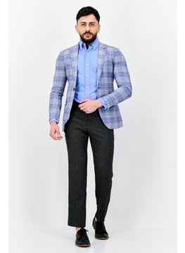 Ben Sherman Men Regular Fit Plaid Semi-Formal Blazer, Blue  - Image 4