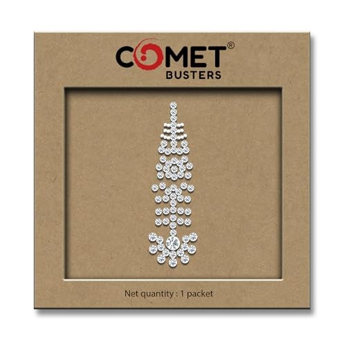 Comet Busters Premium Long Bridal Bindi Studded with Silver Stones (35mm) (BIN345) - Image 5