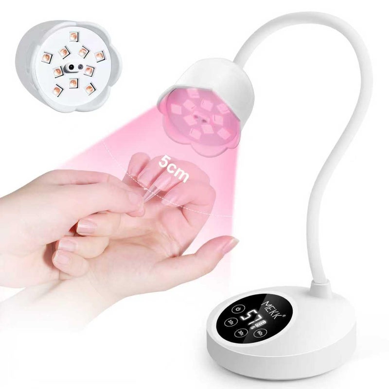 MEKK Gooseneck UV Nail Lamp Cordless Mini UV Light for Gel Nails with Auto Sensor,Professional Flash Cure Lamp 30W Single Nails Light with Three Timers (10s/30s/60s) Salon & Home DIY Use-White - Image 1