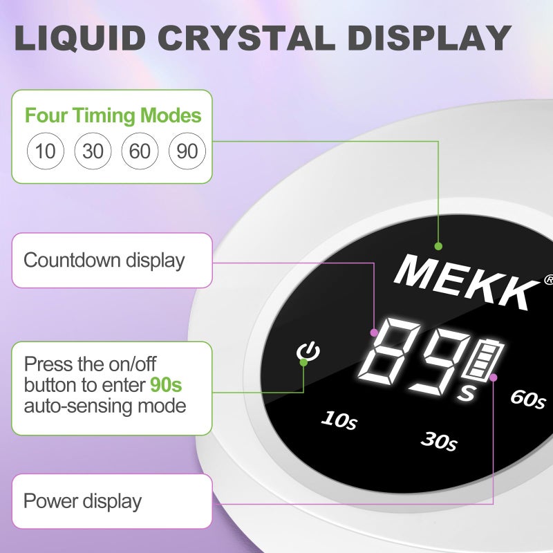MEKK Gooseneck UV Nail Lamp Cordless Mini UV Light for Gel Nails with Auto Sensor,Professional Flash Cure Lamp 30W Single Nails Light with Three Timers (10s/30s/60s) Salon & Home DIY Use-White - Image 5