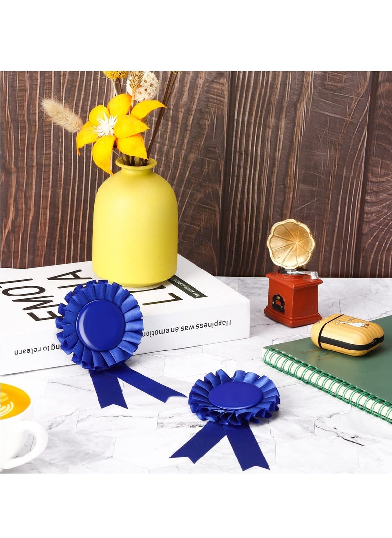 null - 12 Pieces Blank Award Ribbons, 1st Place Rosette Ribbon Prize, Deluxe Recognition Ribbons for Competition, Sports Event, School, Contests (Blue) - Image 1