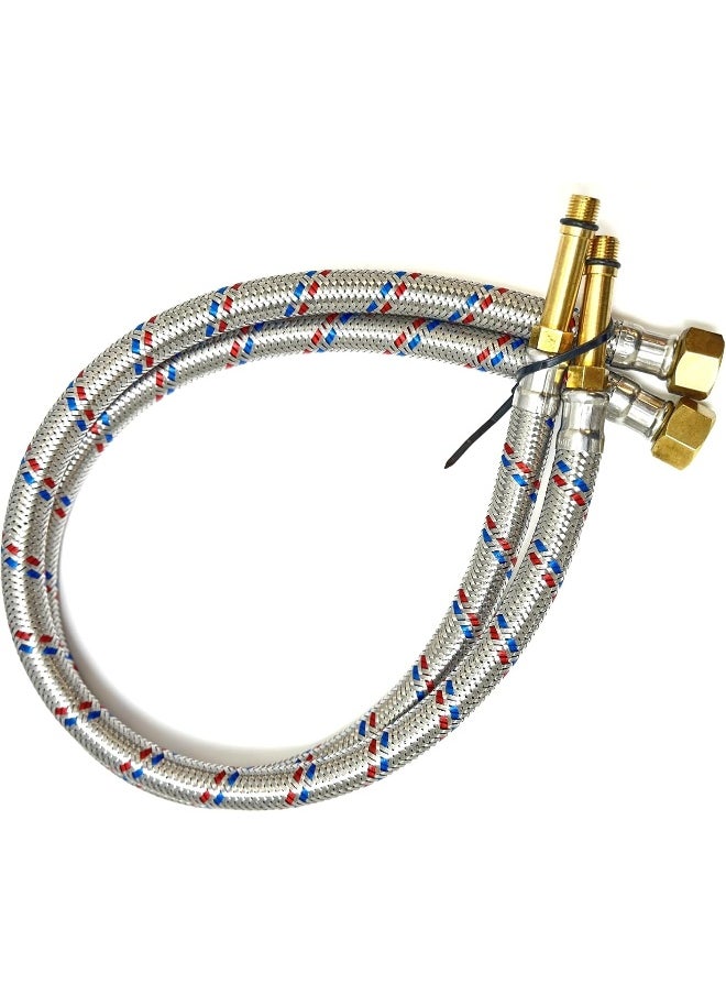 Biella 60Cm Stainless Steel 2Pcs Rust, Corrosion, And Lead-Free Braided Flexible Faucet Hose Pipe Connector Diy Replacement Flexi Pipes Tails For Boilers Sinks And Basins (60Cm Female 3/8Xmale 1/4)  - Image 1