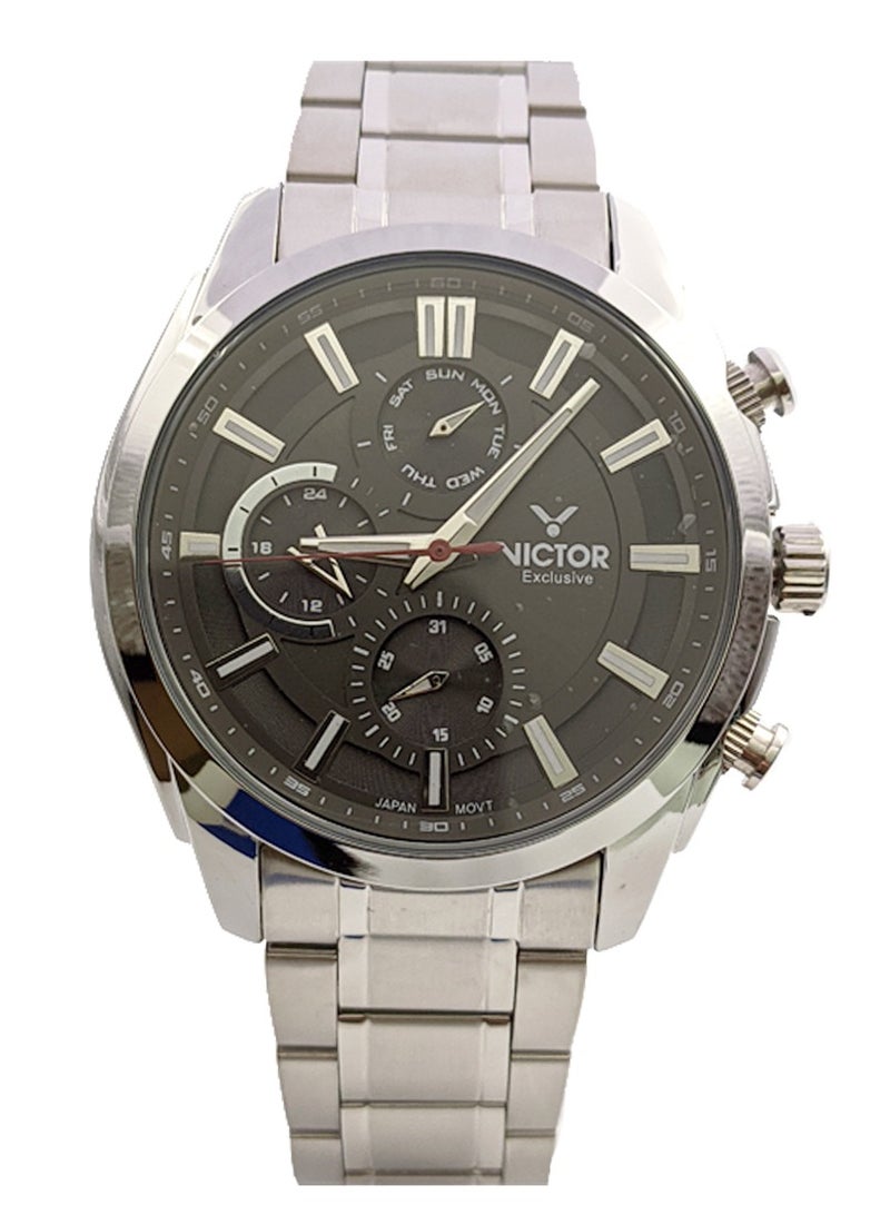 Victor ساعات فيكتور للرجال V1440-03 فضي رمادي - Image 1
