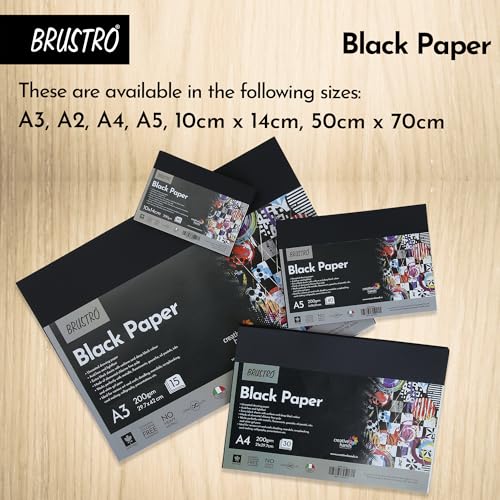 Brustro Black Paper - 200 GSM Size (Small) 10 cm x 14 cm (Pack of 80 Sheets) - Image 5