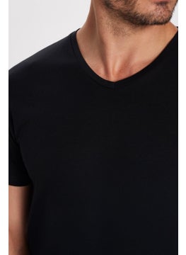 Men's Slim Fit Slim Cut 100% Cotton Soft Texture Black V Neck T-Shirt - pzsku/Z2B9F994AE7A3FDE8BE12Z/45/_/1739211059/9f26d4fb-1b72-45d3-b854-745857b43c48