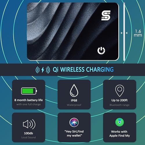 SEINXON Wallet Tracker (iOS Only) IP68 Thin Item Finder Card Luggage Located Bluetooth Works with Apple Find My APP & Network - Wireless Charger (Slim) - Image 2