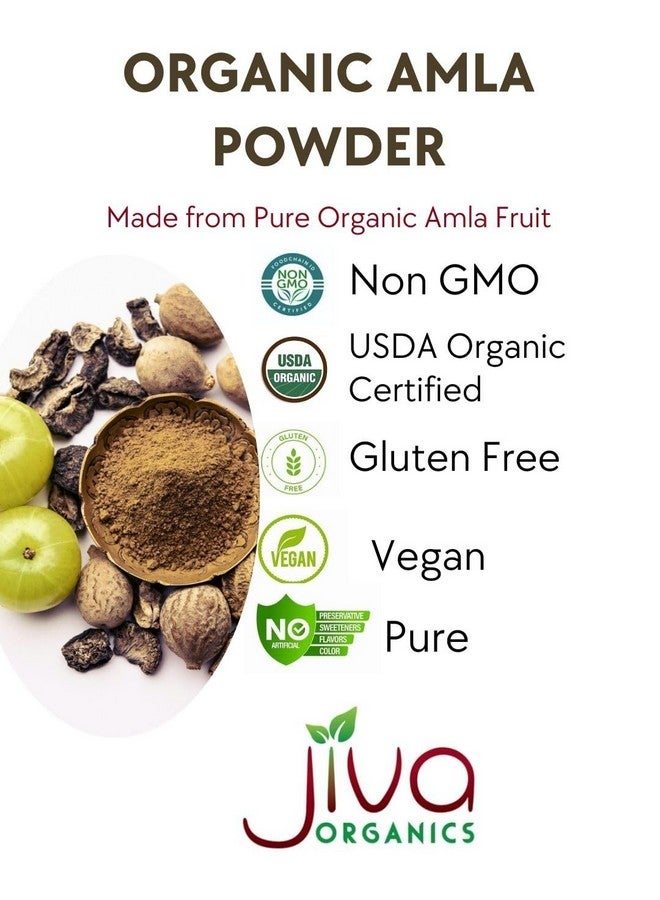 Jiva Organics Jiva Organics Organic Amla Powder 1.25 LB (20oz) - Lab Tested, Gluten Free, Non-GMO, Pure Amalaki Powder From India, Vitamin C, Bulk Bag, 100% Raw & Natural - Image 2