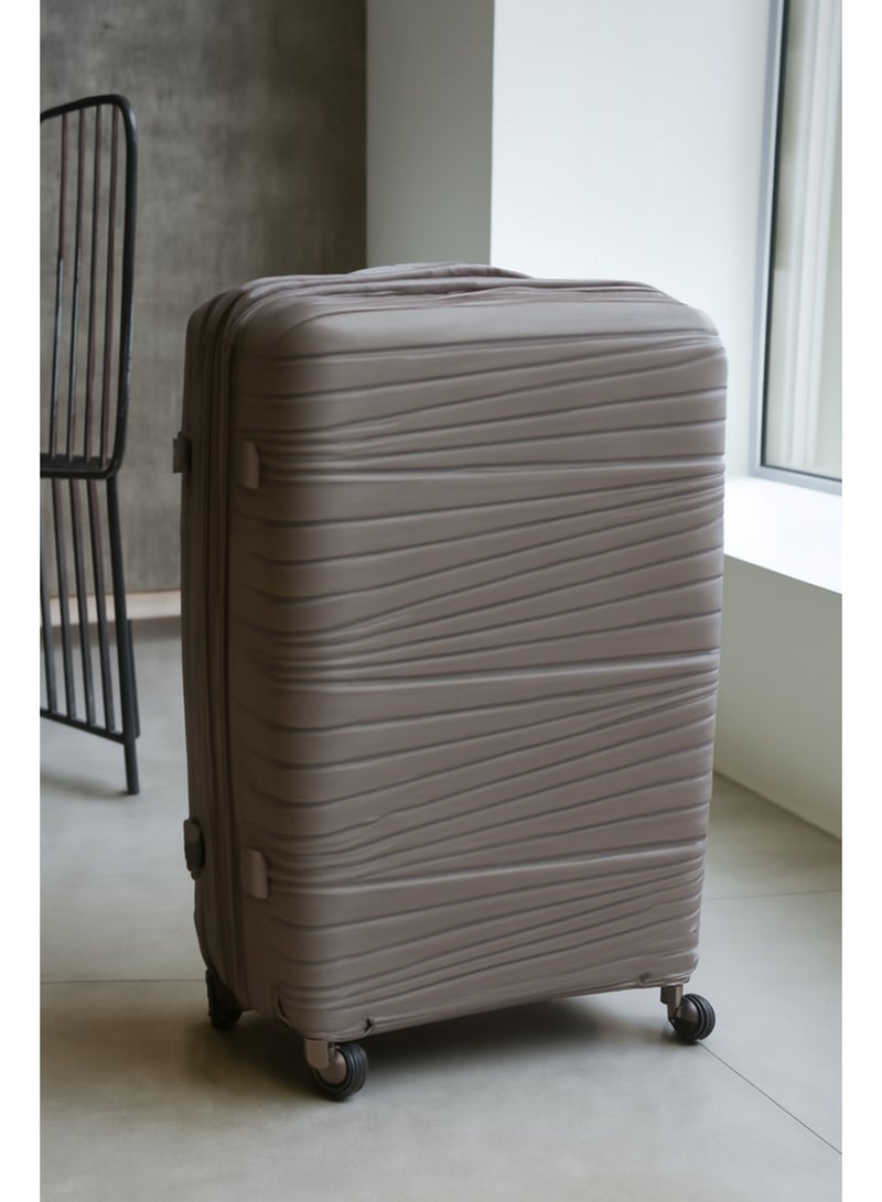 W.O.K 3-Piece Lightweight Luggage Set – Hard Shell Travel Trolley Suitcases Made with Durable Polypropylene (PP), Spinner Wheels, and Number Lock – Sizes 20", 24", 28" (Coffee)  - Image 3