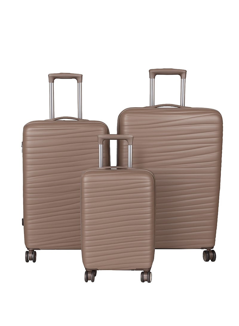 W.O.K 3-Piece Lightweight Luggage Set – Hard Shell Travel Trolley Suitcases Made with Durable Polypropylene (PP), Spinner Wheels, and Number Lock – Sizes 20", 24", 28" (Coffee)  - Image 1