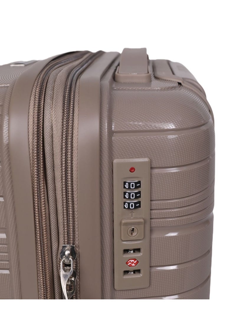 W.O.K 3-Piece Lightweight Luggage Set – Hard Shell Travel Trolley Suitcases Made with Durable Polypropylene (PP), Spinner Wheels, and Number Lock – Sizes 20", 24", 28" (Coffee)  - Image 2