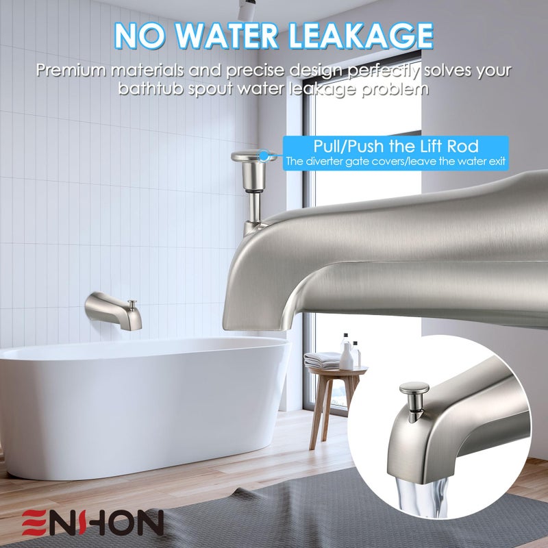 Enhon Slip On Diverter Tub Spout Compatible with Kohler GP85556, Bathroom Shower Bathtub Faucet Spout Replacement Fits 1/2'' Copper Water Tube, 5/32'' Hex Wrench Included (Brushed Nickel Color,1 Pack) - Image 2
