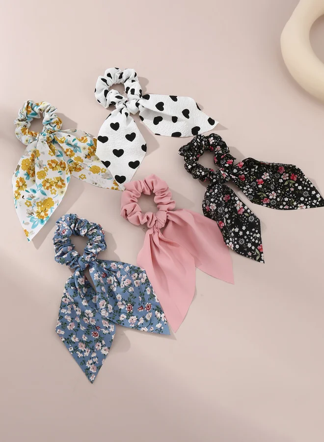 Take Two Pack of 5 - Printed Hair Scrunchies