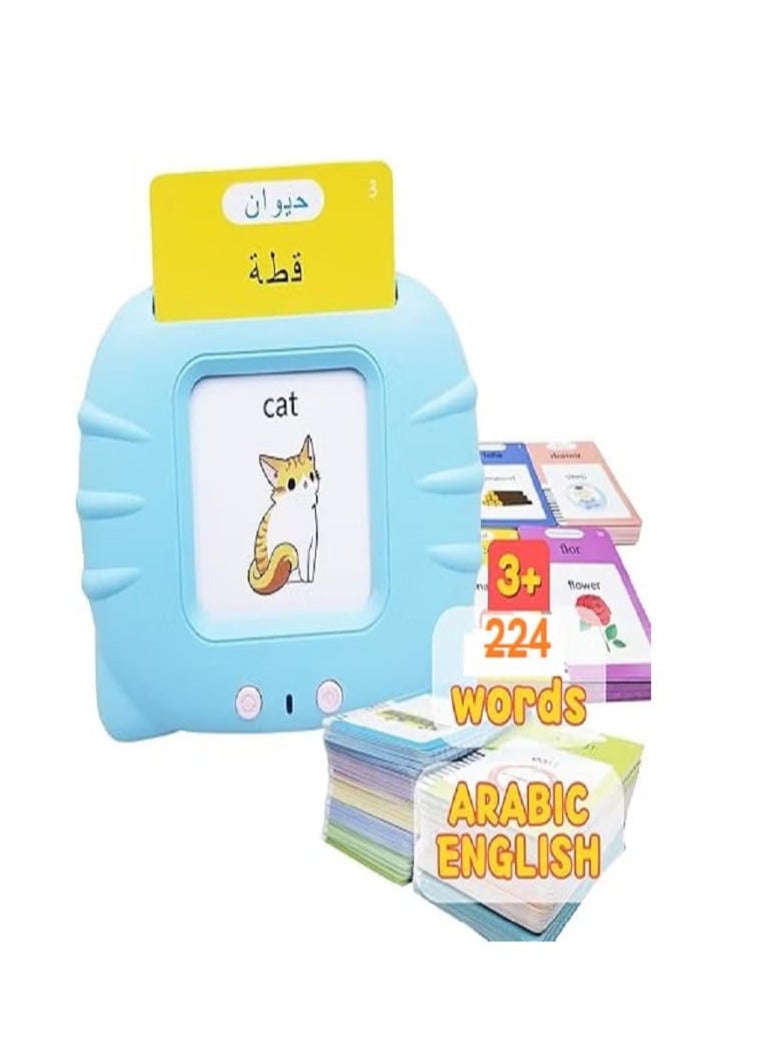 Talking flashcards in Arabic and English with 112 visual words for children aged 2 to 6 years, teaching Arabic and English for kids, bilingual educational card games for early learning (bule). - Image 1