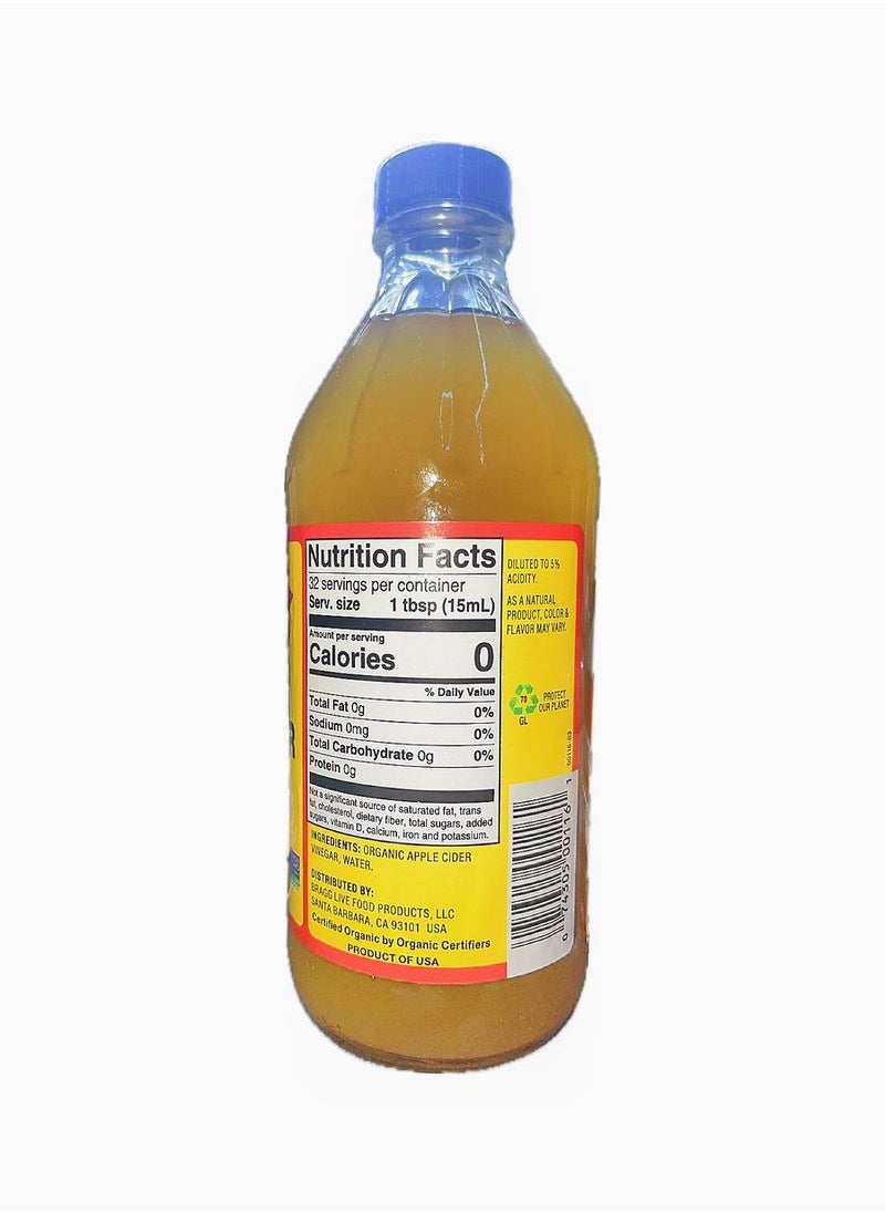 Bragg Apple Cider Vinegar Organic, Raw, Unfiltered, 473 ml  - Image 2