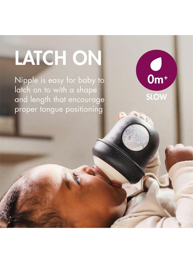 بون زجاجات الرضاعة القابلة لإعادة الاستخدام من Boon Nursh المصنوعة من السيليكون - حلمة تدفق بطيء - جراب وحلمة من السيليكون لزجاجات الرضاعة - أساسيات تغذية الطفل - مرقط - من عمر 0 إلى 3 أشهر - 3 قطع - 4 أونصة - Image 4