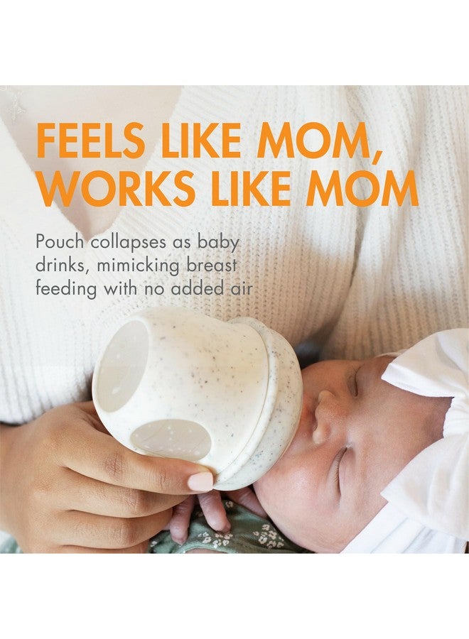 بون زجاجات الرضاعة القابلة لإعادة الاستخدام من Boon Nursh المصنوعة من السيليكون - حلمة تدفق بطيء - جراب وحلمة من السيليكون لزجاجات الرضاعة - أساسيات تغذية الطفل - مرقط - من عمر 0 إلى 3 أشهر - 3 قطع - 4 أونصة - Image 3