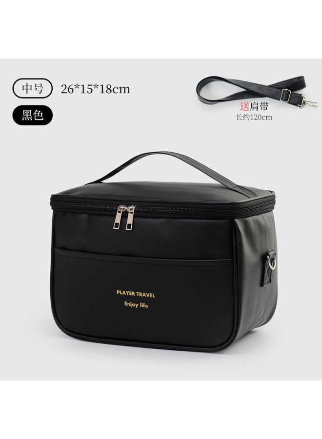 Pu Lunch Bag Large Capacity Satchel Lunch Box Bag Work Shoulder Insulation Bag Waterproof Ice Bag Three-piece Set Thickeneded Meal Bag