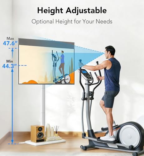 AX WABER Floor TV Stand with Mount for 26-55 inch TVs up to 77 lbs, Height Adjustable Swivel Tilt TV Stand with Wood Base, Saving Space Design for Bedroom, Living Room and Corner, White - Image 4