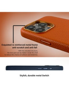 A-Case Amur Full Genuine Leather Case for iPhone 15 Pro Max with MagSafe Function, Metal Buttons Camera Bezel-Slim Fit, Top Grain Leather Magnetic Phone Protective Case for iPhone 15 Pro Max -Orange - pzsku/Z2B9FC421C2360D6E673AZ/45/_/1722956932/cf4896f6-cc87-41df-bf08-d48254207a6f