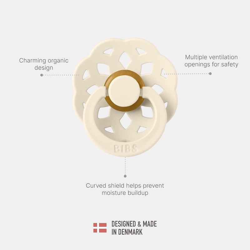 BIBS Boheme Pacifier 2-Pack - BPA Free Natural Rubber Latex Soothers in Dusty Pink and Elderberry, Size 1 (0-6 Months) - Image 4