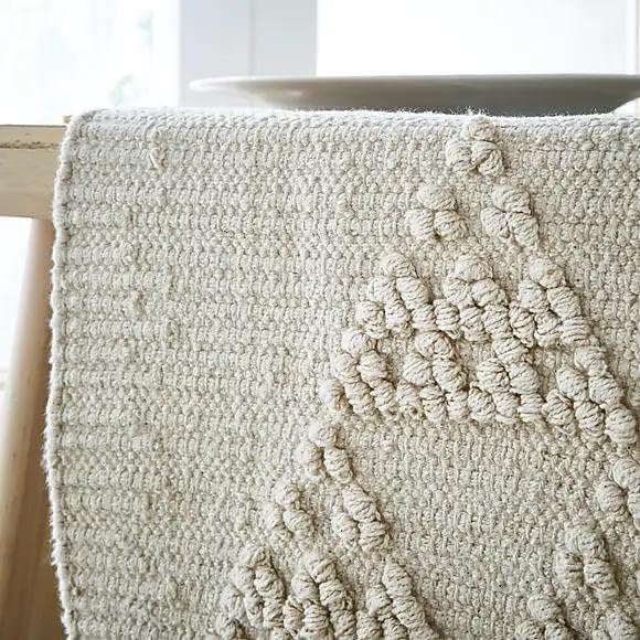 POSHREYA Handwoven Designer Organic Cotton Table Runner for 6 Seater Dining Table |Center Table | Patio Table |Coffee Table (14*72 INCHES)|Cream| TRBL 009 - Image 3