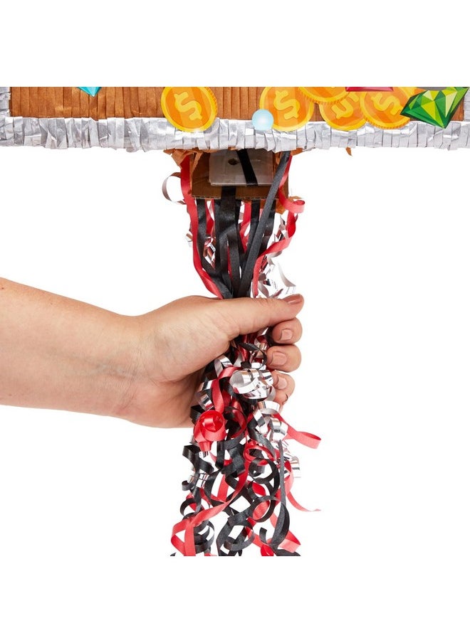 Blue Panda Treasure Chest Pinata - Pull String Pirate Pinata, Under The Sea, Adventure Themed Party Decorations (Small, 12X10X6.5 In)  - Image 4